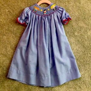 Girls superhero smocked dress